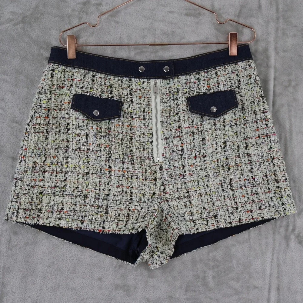 Cinq a Sept Anya Bouclé Zoe Tweed Shorts Womens 12 Multi Old Money Classic NWT